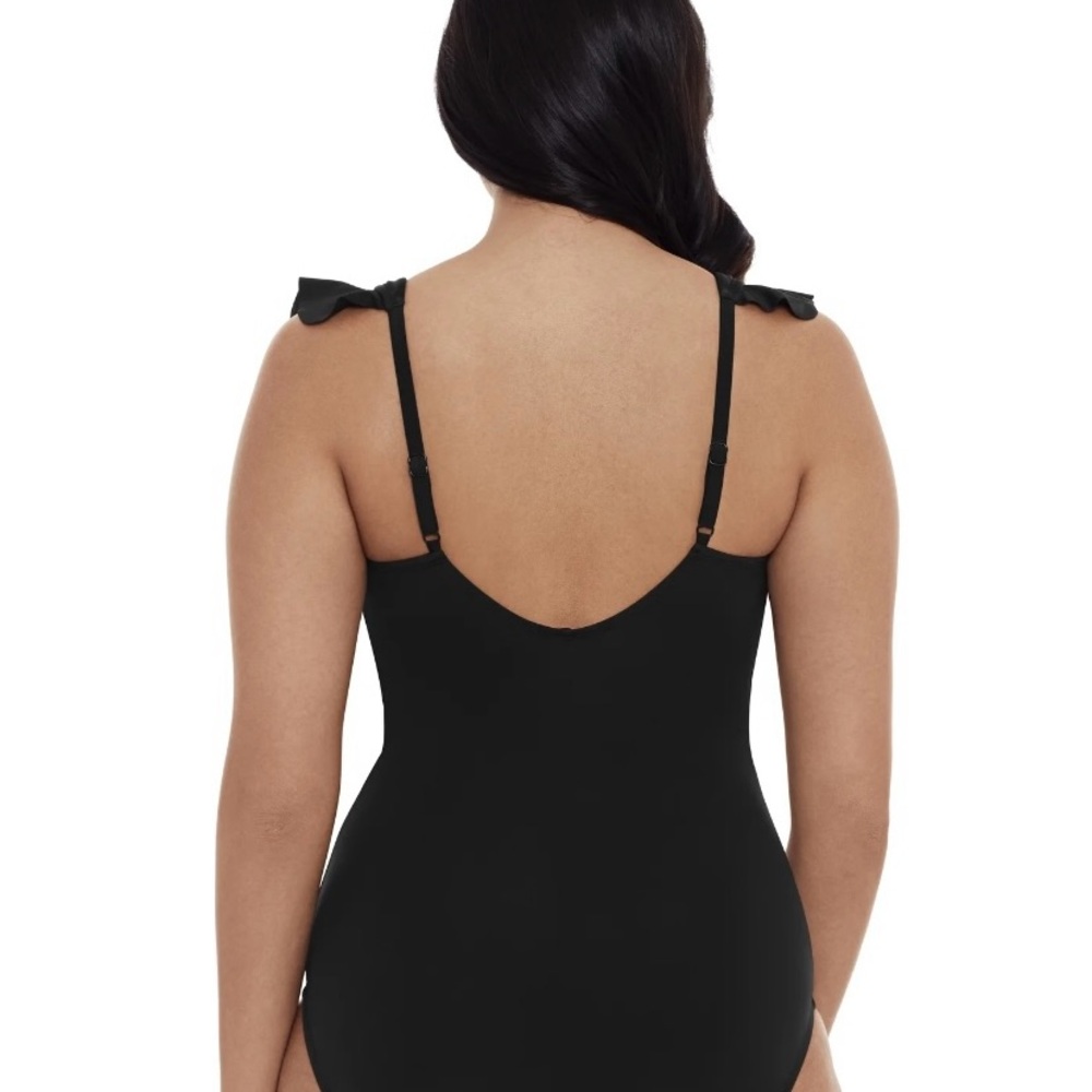 Time and Tru Black One Piece Swimsuit with Ruched Design - Picture 4 of 4